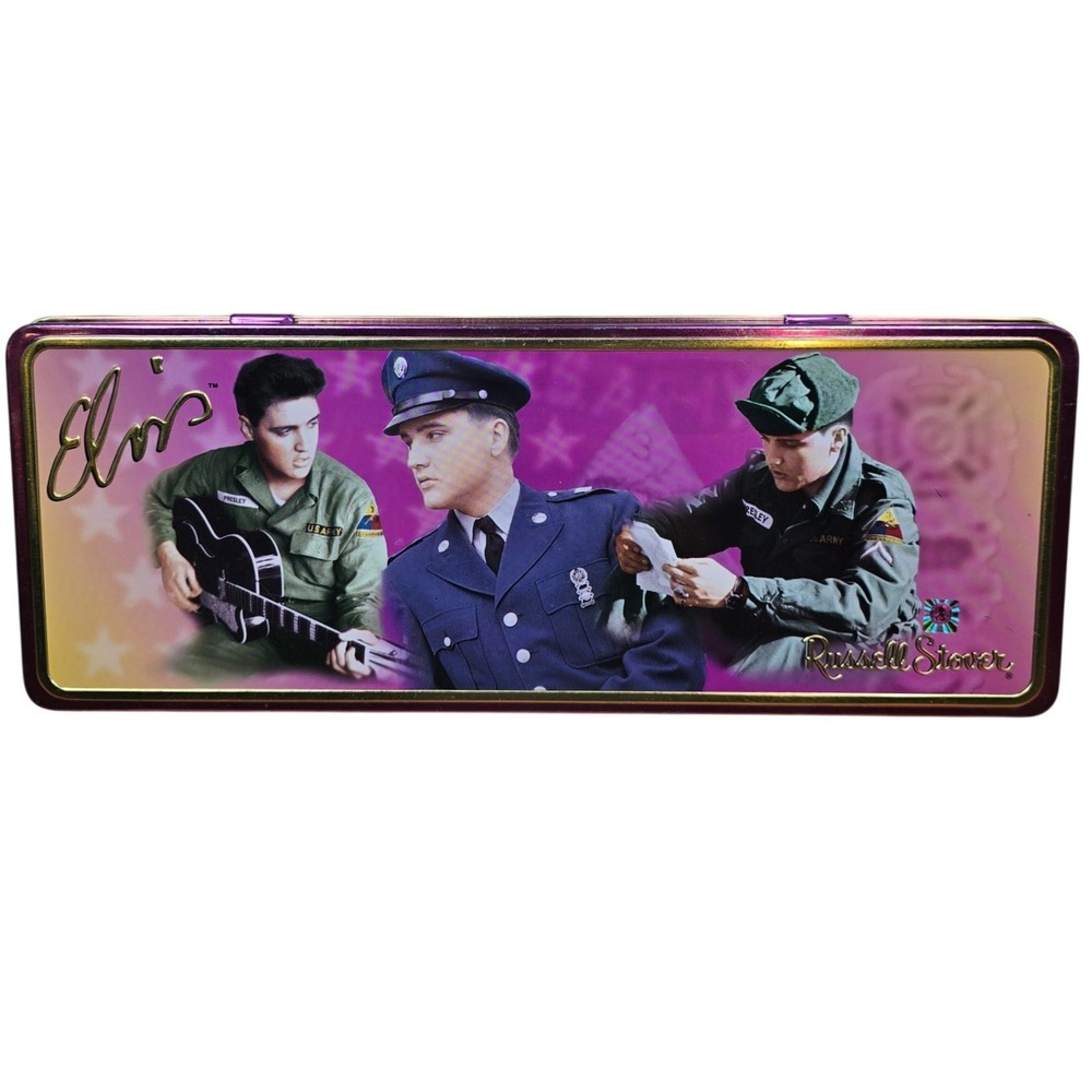 Elvis Presley Russell Stover Collectors Tin (Empty) 2002 12" x 5" Military Army